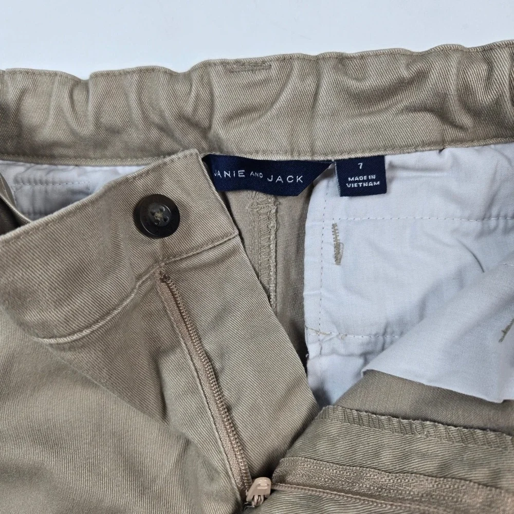 Janie and Jack Jogger Pants Boys 7 Khaki Tan‎ Twill Chino Stretch Casual Tapered